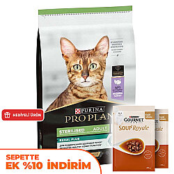 Pro Plan Kısırlaştırılmış Hindi Etli Kedi Maması 3 Kg + 2 Adet Gourmet Çorba - Pro Plan