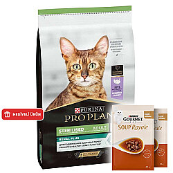 Pro Plan Kısırlaştırılmış Hindi Etli Kedi Maması 3 Kg + 2 Adet Gourmet Çorba - Pro Plan