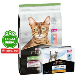 Pro Plan Kısırlaştırılmış Morina ve Alabalık Kedi Maması 10 Kg + Hydra Care Yaş Mama 75 Gr x 10 Adet - Pro Plan