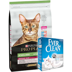 Pro Plan - Pro Plan Kısırlaştırılmış Morina ve Alabalık Kedi Maması 10 Kg + Everclean 10 Lt Kedi Kumu