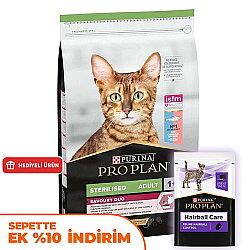 Pro Plan Kısırlaştırılmış Morina ve Alabalık Kedi Maması 10 Kg + 14 Adet Pro Plan Hairball Pouch - Pro Plan