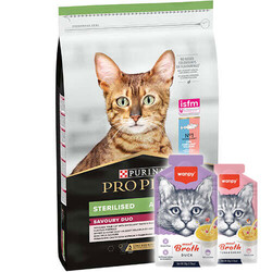 Pro Plan - Pro Plan Kısırlaştırılmış Morina ve Alabalık Kedi Maması 10 Kg + 5 Adet Wanpy 50 Gr Kedi Çorbası
