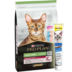 Pro Plan - Pro Plan Kısırlaştırılmış Morina ve Alabalık Kedi Maması 10 Kg + GimCat Multi Vitamin Paste Macun