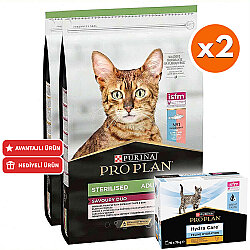 Pro Plan Kısırlaştırılmış Morina ve Alabalık Kedi Maması 10 Kg x 2 Adet + 3 Adet Hydra Care Yaş Mama - Pro Plan
