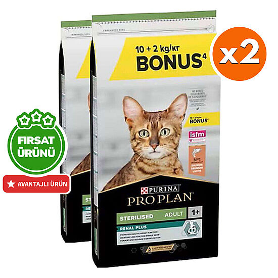 Pro Plan Kısırlaştırılmış Somon Balıklı Kedi Maması 10 + 2 Kg (Toplam 12 Kg) x 2 Adet - 1