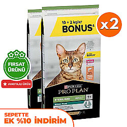 Pro Plan Kısırlaştırılmış Somon Balıklı Kedi Maması 10 + 2 Kg (Toplam 12 Kg) x 2 Adet - Pro Plan