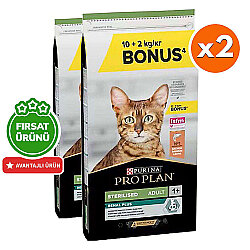 Pro Plan Kısırlaştırılmış Somon Balıklı Kedi Maması 10 + 2 Kg (Toplam 12 Kg) x 2 Adet + 35 Adet Pro Plan Hairball Pouch - 2