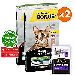 Pro Plan Kısırlaştırılmış Somon Balıklı Kedi Maması 10 + 2 Kg (Toplam 12 Kg) x 2 Adet + 35 Adet Pro Plan Hairball Pouch - Pro Plan