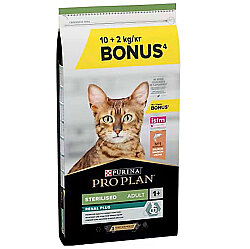 Pro Plan Kısırlaştırılmış Somon Balıklı Kedi Maması 10 + 2 Kg (Toplam 12 Kg) + 14 Adet Pro Plan Hairball Pouch - 2