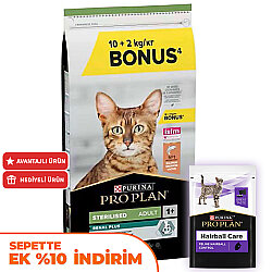 Pro Plan Kısırlaştırılmış Somon Balıklı Kedi Maması 10 + 2 Kg (Toplam 12 Kg) + 14 Adet Pro Plan Hairball Pouch - Pro Plan