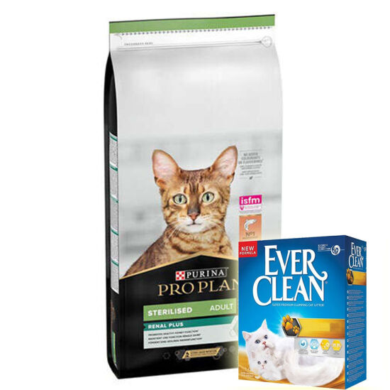 Pro Plan Kısırlaştırılmış Somon Balıklı Kedi Maması 10 Kg + Everclean 10 Lt Kedi Kumu - 1