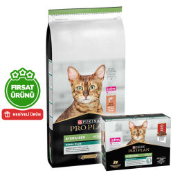 Pro Plan Kısırlaştırılmış Somon Balıklı Kedi Maması 10 Kg + Pro Plan Yaş Mama 85 Gr x 10 Adet - Pro Plan
