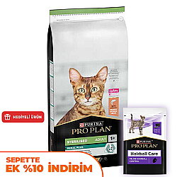Pro Plan Kısırlaştırılmış Somon Balıklı Kedi Maması 10 Kg + 14 Adet Pro Plan Hairball Pouch - Pro Plan
