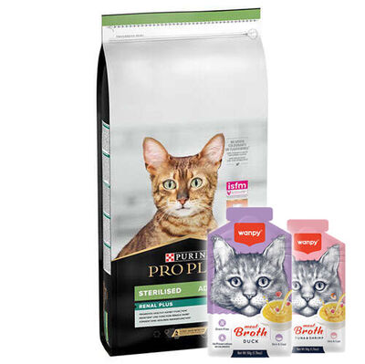 Pro Plan Kısırlaştırılmış Somon Balıklı Kedi Maması 10 Kg + 5 Adet Wanpy 50 Gr Kedi Çorbası
