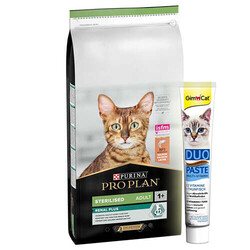 Pro Plan - Pro Plan Kısırlaştırılmış Somon Balıklı Kedi Maması 10 Kg + GimCat Multi Vitamin Paste Macun
