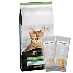 Pro Plan - Pro Plan Kısırlaştırılmış Somon Balıklı Kedi Maması 10 Kg + 3 Adet Dr Sacchi 4 lü Creamy Ödül