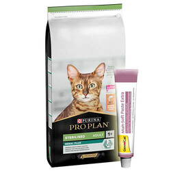 Pro Plan - Pro Plan Kısırlaştırılmış Somon Balıklı Kedi Maması 10 Kg + Gimcat Malt Soft Paste 100 Gr