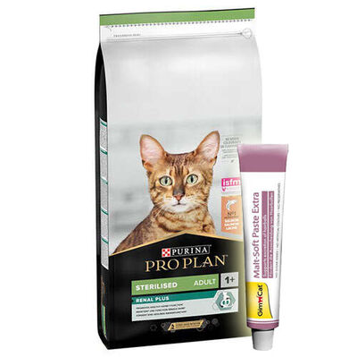 Pro Plan Kısırlaştırılmış Somon Balıklı Kedi Maması 10 Kg + Gimcat Malt Soft Paste 100 Gr