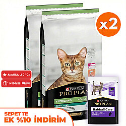 Pro Plan Kısırlaştırılmış Somon Balıklı Kedi Maması 14 Kg x 2 Adet + 35 Adet Pro Plan Hairball Pouch - Pro Plan