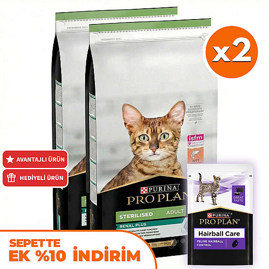 Pro Plan Kısırlaştırılmış Somon Balıklı Kedi Maması 14 Kg x 2 Adet + 35 Adet Pro Plan Hairball Pouch - 1