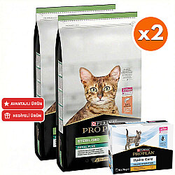 Pro Plan Kısırlaştırılmış Somon Balıklı Kedi Maması 14 Kg x 2 Adet + 3 Adet Hydra Care Yaş Mama - Pro Plan