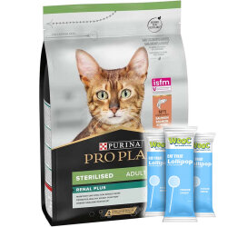 Pro Plan Kısırlaştırılmış Somon Balıklı Kedi Maması 3 Kg + 3 Adet Wooc Lolipop - Pro Plan