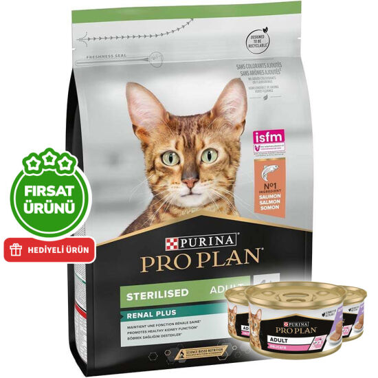 Pro Plan Kısırlaştırılmış Somon Balıklı Kedi Maması 3 Kg + 3 Adet Pro Plan Konserve 85 Gr - 1