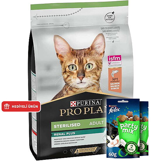 Pro Plan Kısırlaştırılmış Somon Balıklı Kedi Maması 3 Kg + 2 Adet Felix Party Mix Ödül - 1