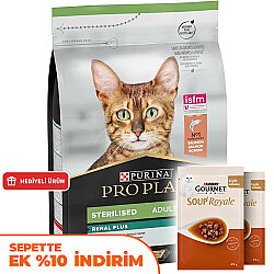 Pro Plan Kısırlaştırılmış Somon Balıklı Kedi Maması 3 Kg + 2 Adet Gourmet Çorba - Pro Plan