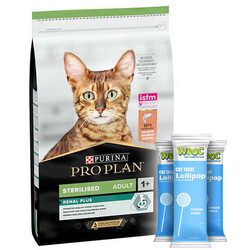Pro Plan - Pro Plan Kısırlaştırılmış Somon Balıklı Kedi Maması 3 Kg + 3 Adet Wooc Kedi Ödülü Lolipop
