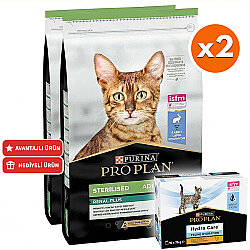 Pro Plan Kısırlaştırılmış Tavşanlı Kedi Maması 10 Kg x 2 Adet + 3 Adet Hydra Care Yaş Mama - Pro Plan