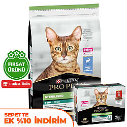 Pro Plan Kısırlaştırılmış Tavşanlı Kedi Maması 10 Kg + Pro Plan Yaş Mama 85 Gr x 10 Adet - Pro Plan