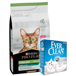 Pro Plan - Pro Plan Kısırlaştırılmış Tavşanlı Kedi Maması 10 Kg + Everclean 10 Lt Kedi Kumu