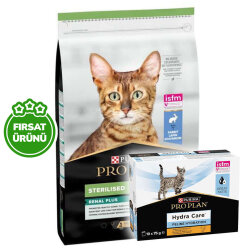 Pro Plan Kısırlaştırılmış Tavşanlı Kedi Maması 10 Kg + Hydra Care Yaş Mama 75 Gr x 10 Adet - Pro Plan