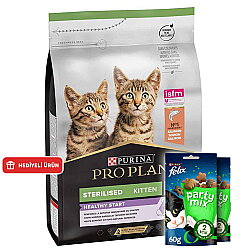 Pro Plan Kitten Sterilised Somonlu Kısırlaştırılmış Yavru Kedi Maması 3 Kg + 2 Adet Felix Party Mix Ödül - Pro Plan
