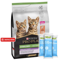 Pro Plan Kitten Sterilised Somonlu Kısırlaştırılmış Yavru Kedi Maması 3 Kg + 3 Adet Wooc Lolipop - Pro Plan