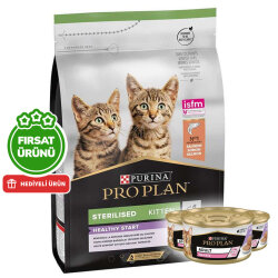 Pro Plan Kitten Sterilised Somonlu Kısırlaştırılmış Yavru Kedi Maması 3 Kg + 3 Adet Kedi Konservesi 85 Gr - Pro Plan