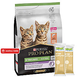 Pro Plan Kitten Sterilised Somonlu Kısırlaştırılmış Yavru Kedi Maması 3 Kg + 2 Adet Wooc Lolipop Ödül - Pro Plan