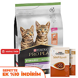 Pro Plan Kitten Sterilised Somonlu Kısırlaştırılmış Yavru Kedi Maması 3 Kg + 2 Adet Gourmet Çorba - Pro Plan