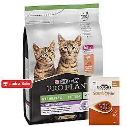 Pro Plan Kitten Sterilised Somonlu Kısırlaştırılmış Yavru Kedi Maması 3 Kg + 6 Adet Gourmet Çorba - Pro Plan