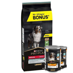 Pro Plan Kuzu Etli Hassas Köpek Maması 14 + 2,5 Kg (Toplam 16,5 Kg) + 2 Adet Köpek Konservesi 400 Gr - Pro Plan
