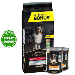 Pro Plan Kuzu Etli Hassas Köpek Maması 14 + 2,5 Kg (Toplam 16,5 Kg) + 2 Adet Köpek Konservesi 400 Gr - Pro Plan