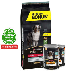 Pro Plan Kuzu Etli Hassas Köpek Maması 14 + 2,5 Kg (Toplam 16,5 Kg) + 2 Adet Köpek Konservesi 400 Gr - Pro Plan