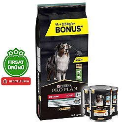 Pro Plan Kuzu Etli Hassas Sindirim Köpek Maması 14 + 2,5 Kg (Toplam 16,5 Kg) + 3 Adet Pro Plan Konserve 400 Gr - Pro Plan
