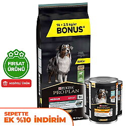 Pro Plan Kuzu Etli Hassas Sindirim Köpek Maması 14 + 2,5 Kg (Toplam 16,5 Kg) + 3 Adet Pro Plan Konserve 400 Gr - Pro Plan