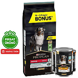 Pro Plan Kuzu Etli Hassas Sindirim Köpek Maması 14 + 2,5 Kg (Toplam 16,5 Kg) + 3 Adet Pro Plan Konserve 400 Gr - Pro Plan