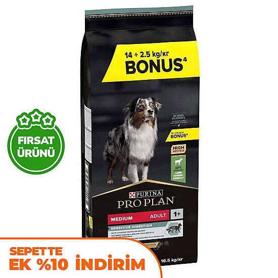Pro Plan Kuzu Etli Hassas Sindirim Köpek Maması 14 + 2,5 Kg (Toplam 16,5 Kg) + Temizlik Mendili - 1
