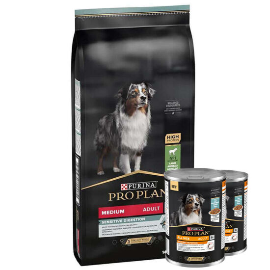 Pro Plan Kuzu Etli Hassas Sindirim Köpek Maması 14 Kg + 2 Adet Köpek Konservesi 400 Gr - 1