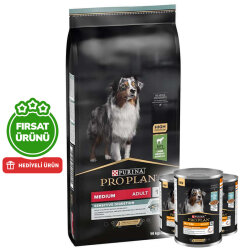 Pro Plan Kuzu Etli Hassas Sindirim Köpek Maması 14 Kg + 3 Adet Köpek Konservesi 400 Gr - Pro Plan