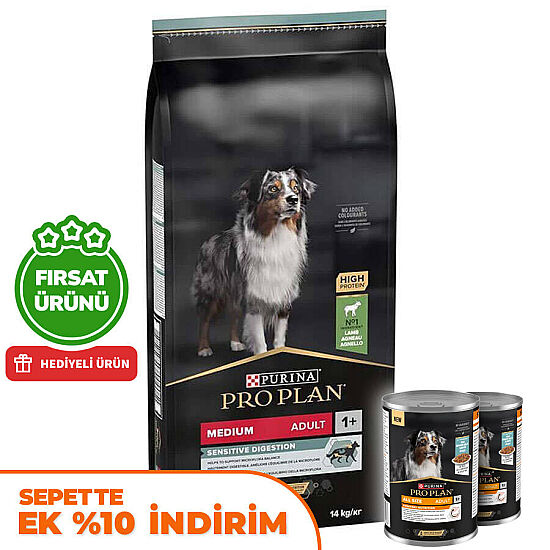 Pro Plan Kuzu Etli Hassas Sindirim Köpek Maması 14 Kg + 2 Adet Pro Plan Konserve 400 Gr - 1